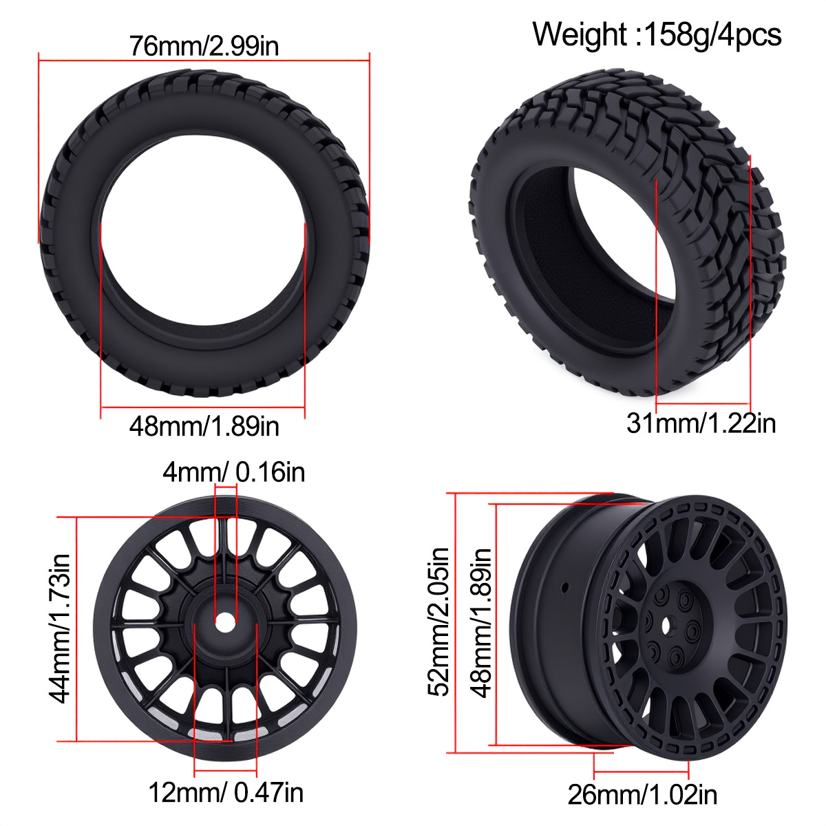 1.9 pollici 75*31mm Gomma di P - Model Kit Tamiya recensione e prezzo